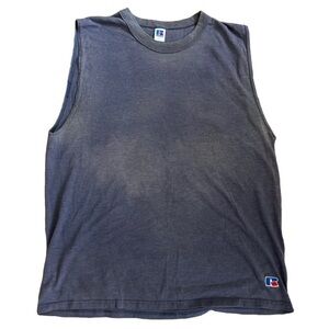 Russel Athletic Vintage Navy Blue Grey Tank 
size mens large